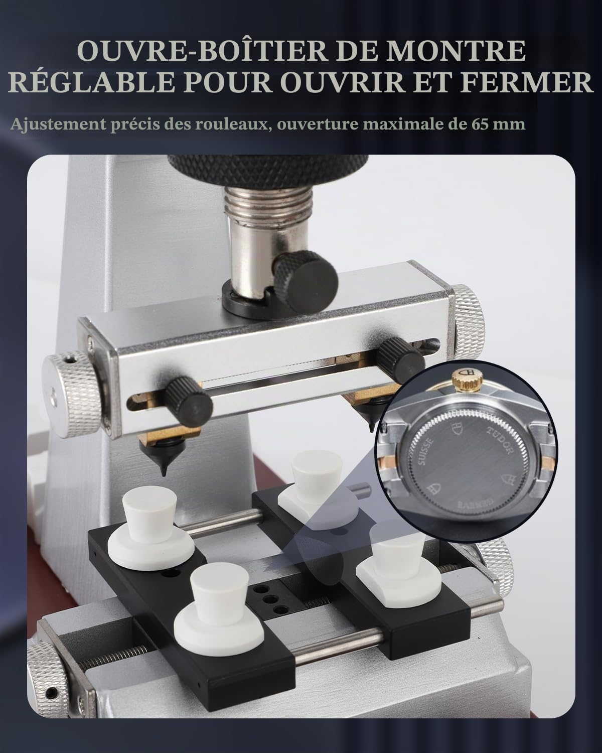 Semme Montre ouvre-boîte, 5700 Bench ouvre la Montre au Dos avec 6 Matrices Accessoires Réparation d'horloger pour Fabrication, Ouverture et Fermeture