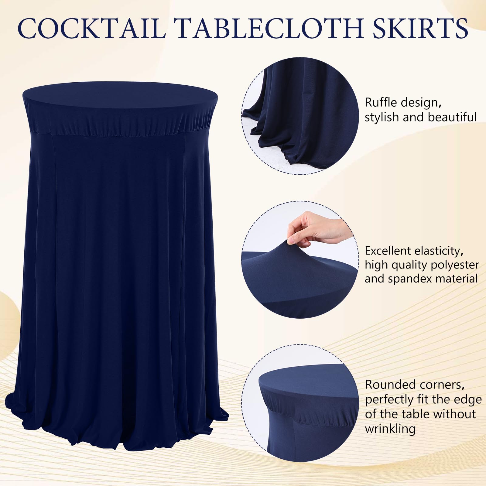 Amazon｜1パック 32 x 43インチ ラウンドスパンデックス カクテル