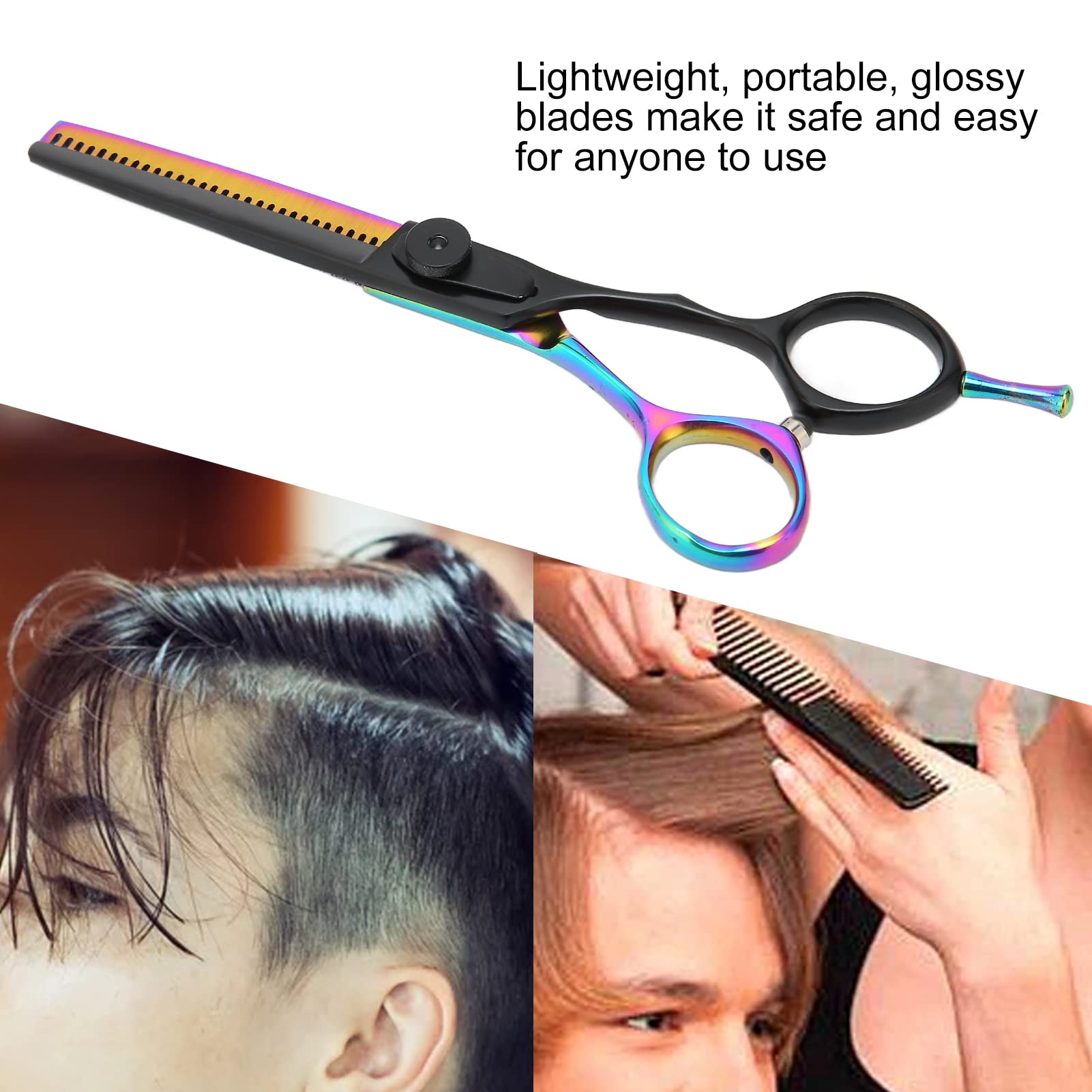 Stainless Steel Beard Scissors, 6 20cm Beard Scissors, Nose Hair Scissors with Ergonomic Handle, Professional Hairdressing Scissors for Hairdressers and Salon Staff (Thinning