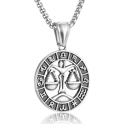 Zodiac Sign Necklaces for Men Women Stainless Steels Leo Libra Aries 12 Constellation Pendant Necklace Astrology Jewelry Birthday Gift