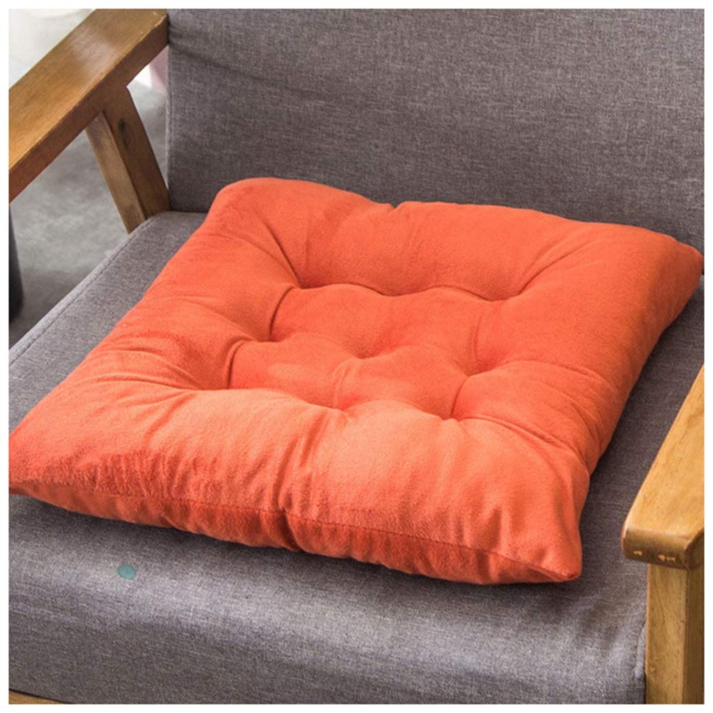 GHJL Set of 2/4 Solid Color Crystal Velvet Chair Cushion Thick Warm Chair Sit Pads Office Stool Mat Driver Seat Home Decor Sitting Pillow Outdo (Color : Orange, Size : Set of 2)