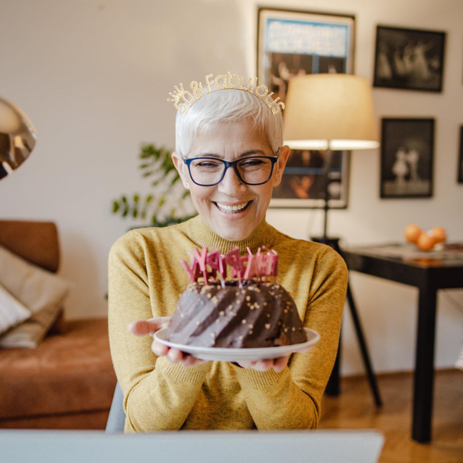 Atoden 50th Birthday Decorations for Women - Gold Tiara Queen Crown, Fabulous Headband, Party Favors and Accessories