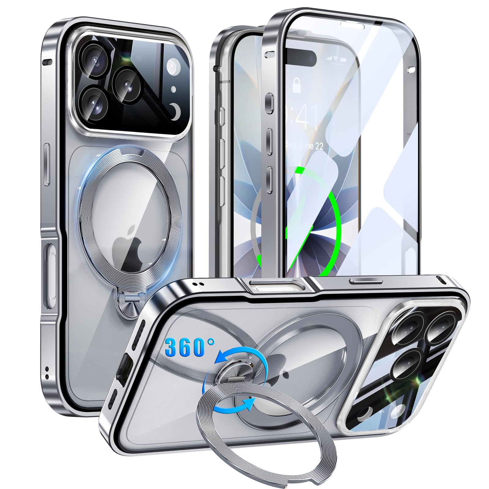 【新品未使用】 iPhone 17 Pro ケース シルバー/シルバー Amazon.co.jp: iPhone 17 Pro 用 ケース 両面保護 MagSafe対応 光沢CD