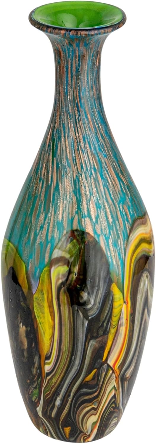 Creative Co-Op Glittering Handmade Art Glass Vase, Multicolor