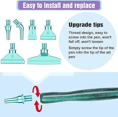 Miniatura 2 de Juego de herramientas de accesorios para bolígrafos de pintura de diamante, 1 bolígrafo de arte de diamante con purpurina y 6 puntas de rosca de