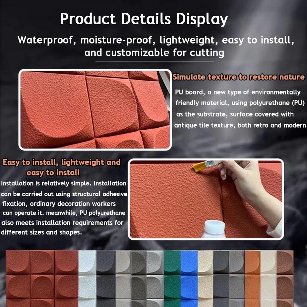 Tabique de Poliuretano Hueco, Paneles de Pared 3D Impermeables - Textura de ladrillo Estructural Ligero para la decoración de Sala de Estar y Dormitorio - Soluciones de diseño de Interiores