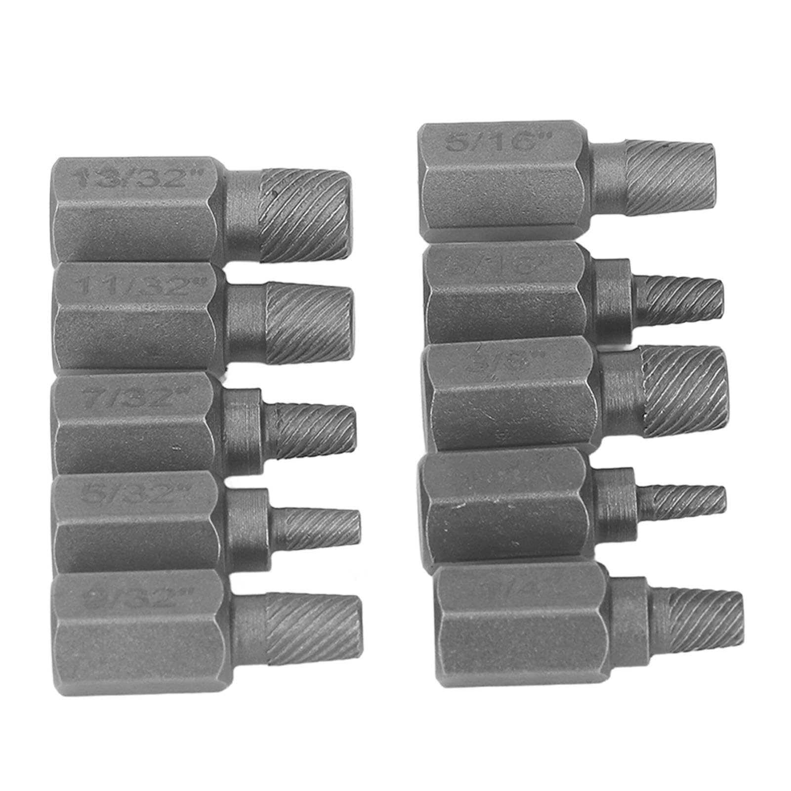 Juego de 10 extractores de Tornillos Pelados, Herramienta para Quitar Tuercas y Pernos de Acero, Perno dañado de 1/4 a 9/32 Pulgadas para Quitar Tuercas y Pernos dañados