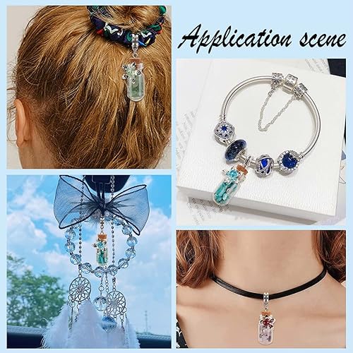 Miniatura 6 de PH PandaHall 20 colgantes de botella de vidrio con flores, colgantes de relleno de virutas de piedras preciosas coloridas, dijes europeos colgantes