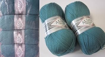 25% Wool 75% Acrylic Yarn Alize SuperLana TIG Crochet Lace Thread Hand Knitting Yarn Craft Arts Lot of 4 skeins 400gr 2492 yds Color 164 Azure