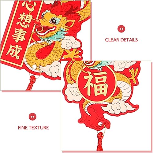 Miniatura 7 de VILLCASE 6 piezas de adornos de año nuevo chino 2024 año del dragón colgante tradicional de la suerte mascota zodiaco borla encanto para festival de