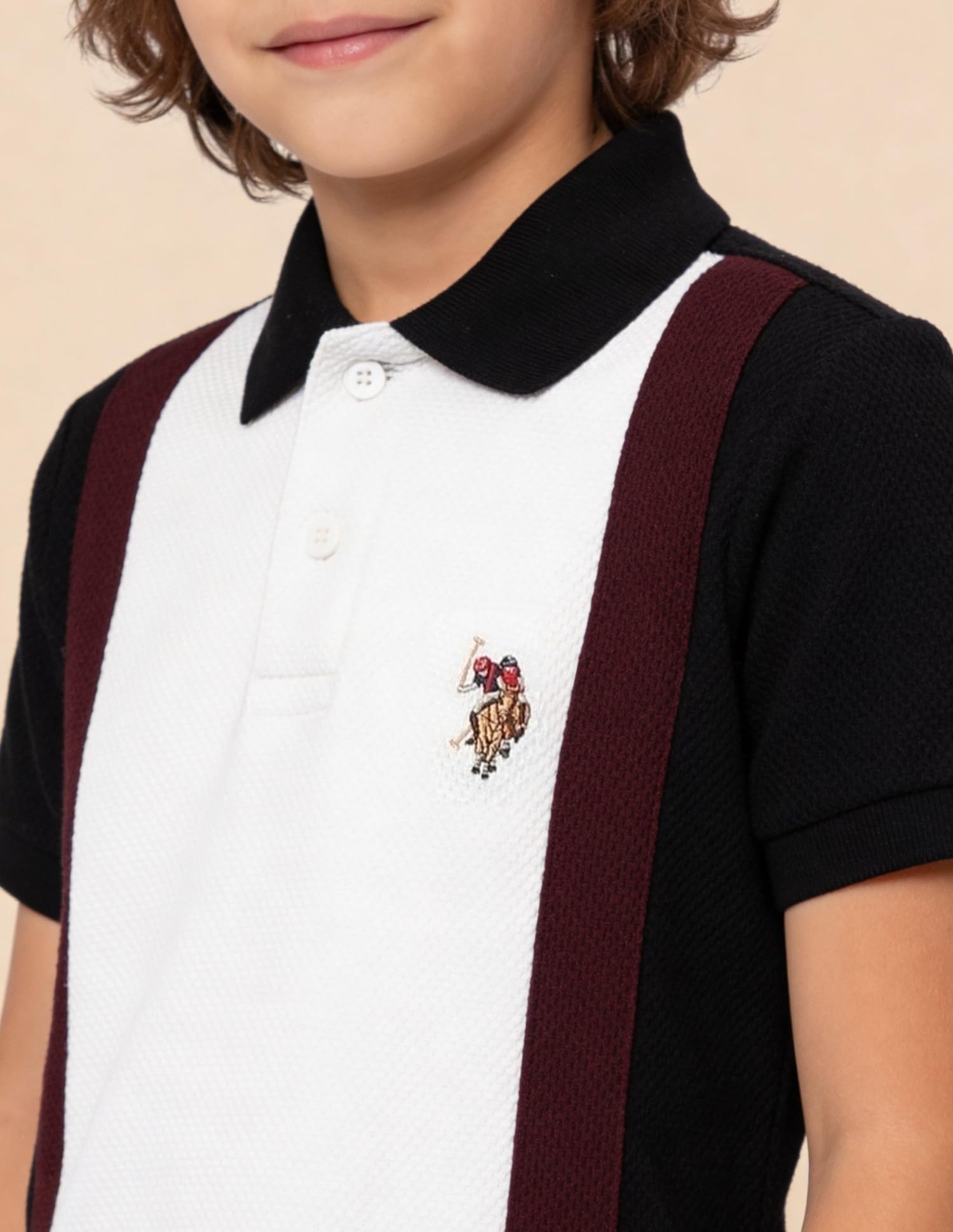 USPA Kids Boys Colour Blocked Regular Fit Polo Shirt (UKTSH2398_Black_12-24 M) 3