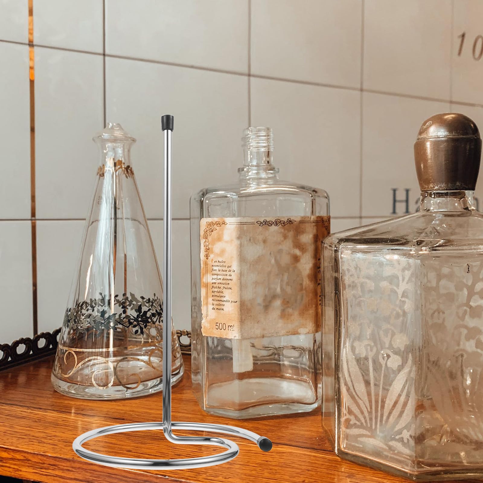 Juego de escurridor para decantador de vino, soporte invertido de 2 piezas para secado y almacenamiento de botellas y vasos, accesorios esenciales de barra para el hogar y la cocina