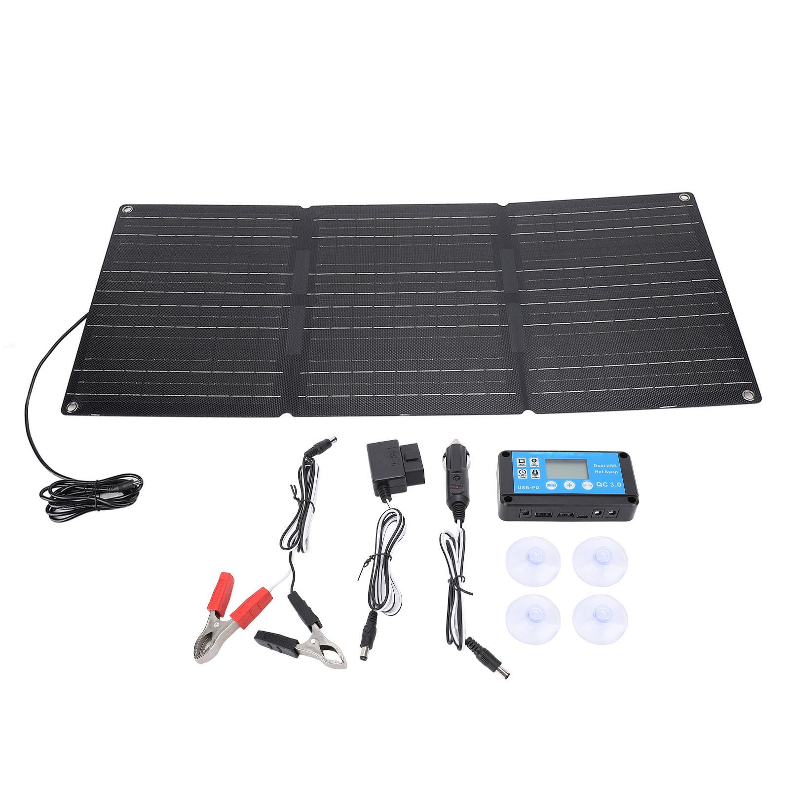 Pssopp Rekreacja na świeżym Powietrzu Wysokowydajna ładowarka Słoneczna 100 W ETFE Odporny na Kurz Panel Kempingowy z Podwójnym Wyjściem USB TYPE C DC Odporny wodę do Pieszych Wędrówek Kempingu