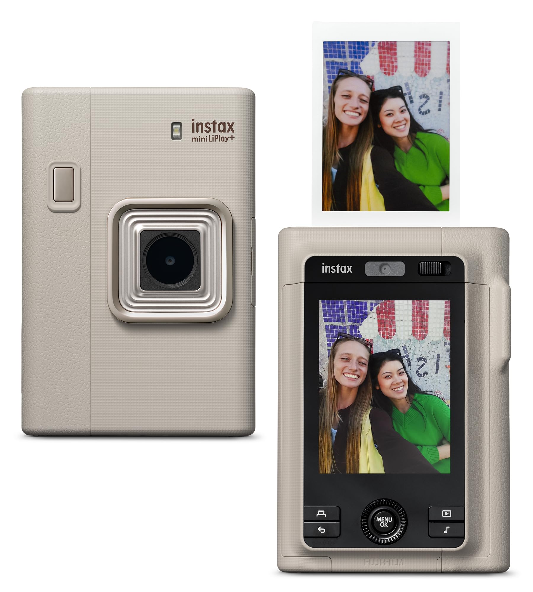FUJIFILM Instax Mini LiPlay+ Hybrid Instant Camera - Sand Beige