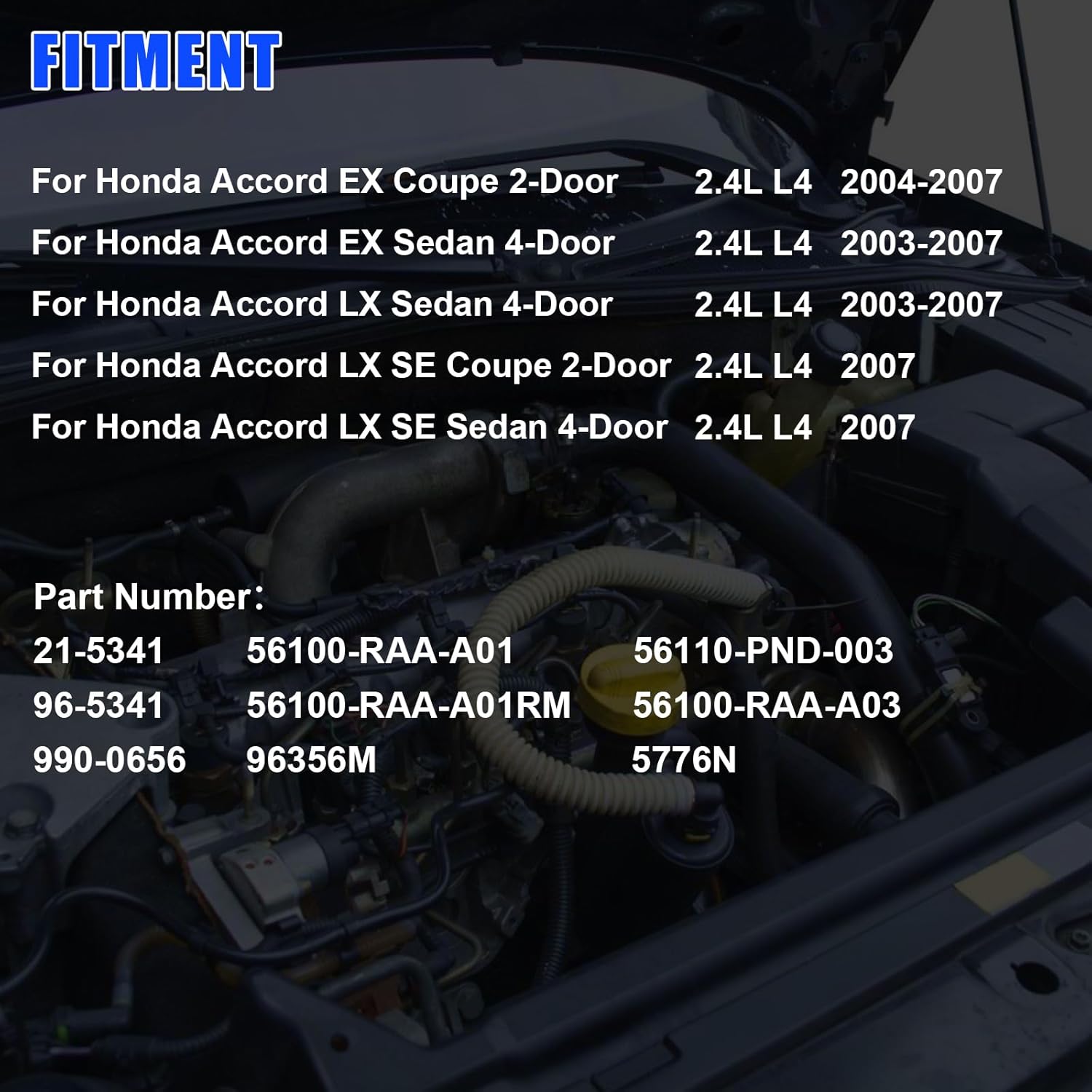 21-5341 Power Steering Pump with Pulley Compatible with Honda Accord L4 2.4L 2003-2007, Replace# 96-5341 5776N 56110RAAA01