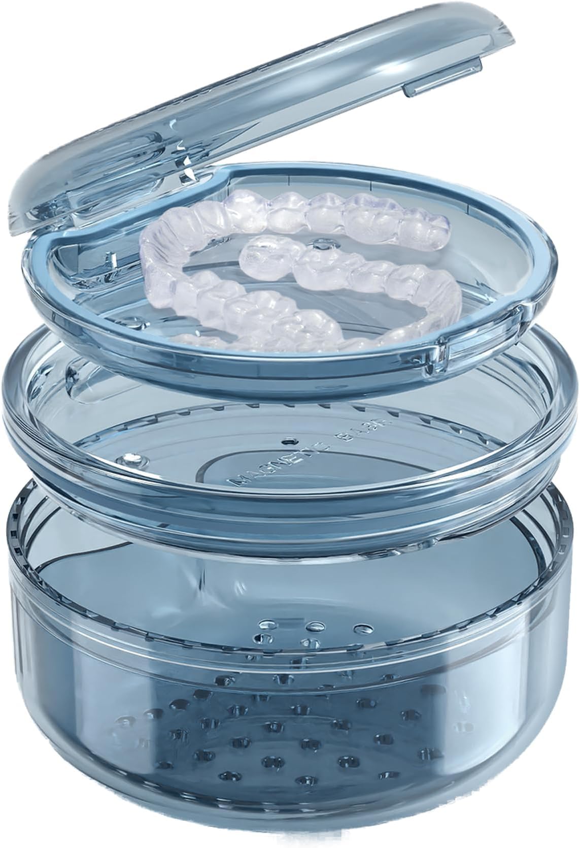 Denture Case Retainer Cleaning Case: 2 in 1 Retainer Case, No-Leak Denture Bath Box Cup, Complete Clean Care for Dentures, Clear Braces, Mouth Guard, Night Guard & Retainers