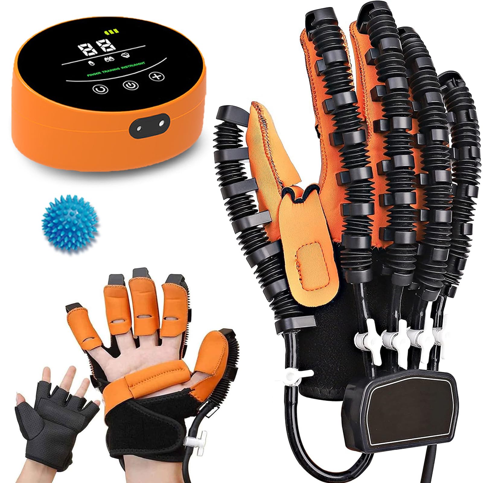 Hand Function Rehabilitation Robot Gloves Ayuda a Pacientes Disfunción de Mano Como Ictus a Completar el Entrenamiento de Rehabilitación(A:Mano Izquierda B:Mano Derecha)(Size:B M,Color:Naranja)
