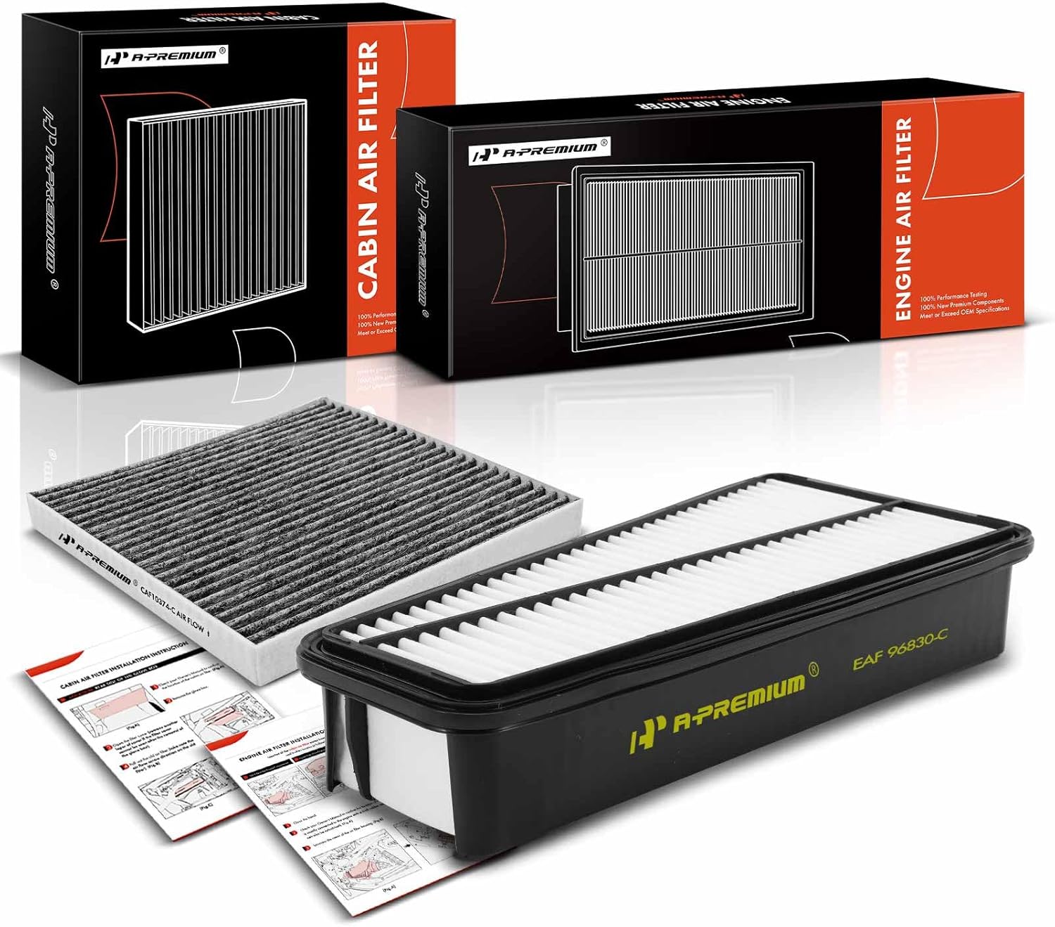 A-Premium 2-PC Engine & Cabin Air Filter with Activated Carbon Compatible with Toyota Tacoma 2005-2015 4.0L