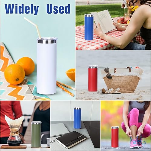 Miniatura 6 de Muka Vaso delgado de acero inoxidable de 20 onzas, vaso recto con recubrimiento en polvo, color blanco