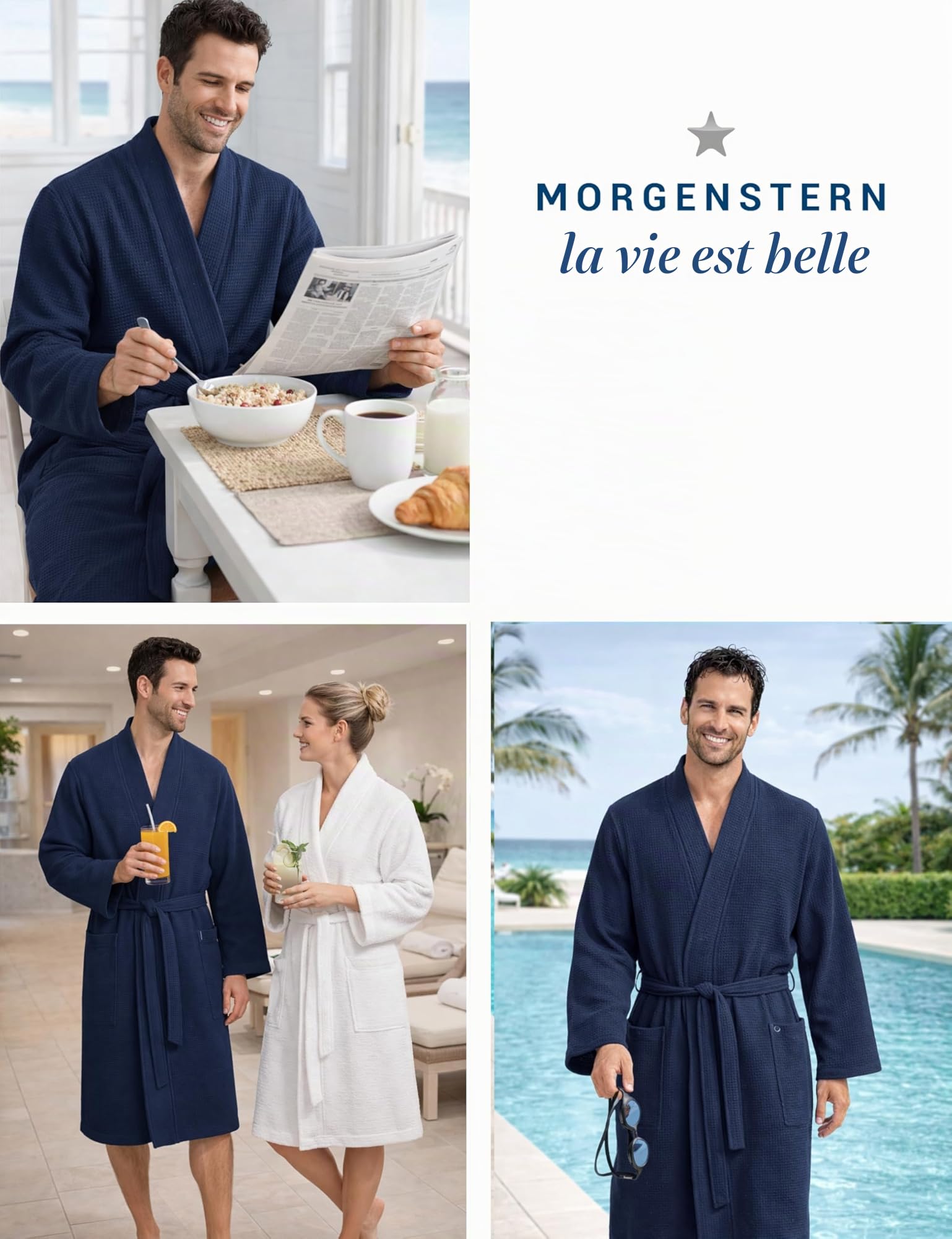Morgenstern Peignoir Homme Léger Nid D'Abeille 100% Coton