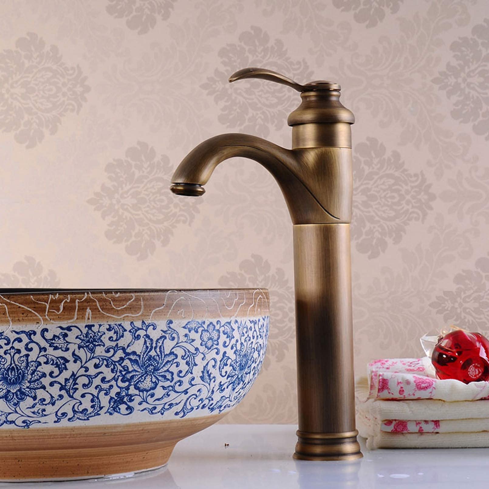 Mitigeur céramique vintage de style classique pour lavabo de salle de bain finition antique