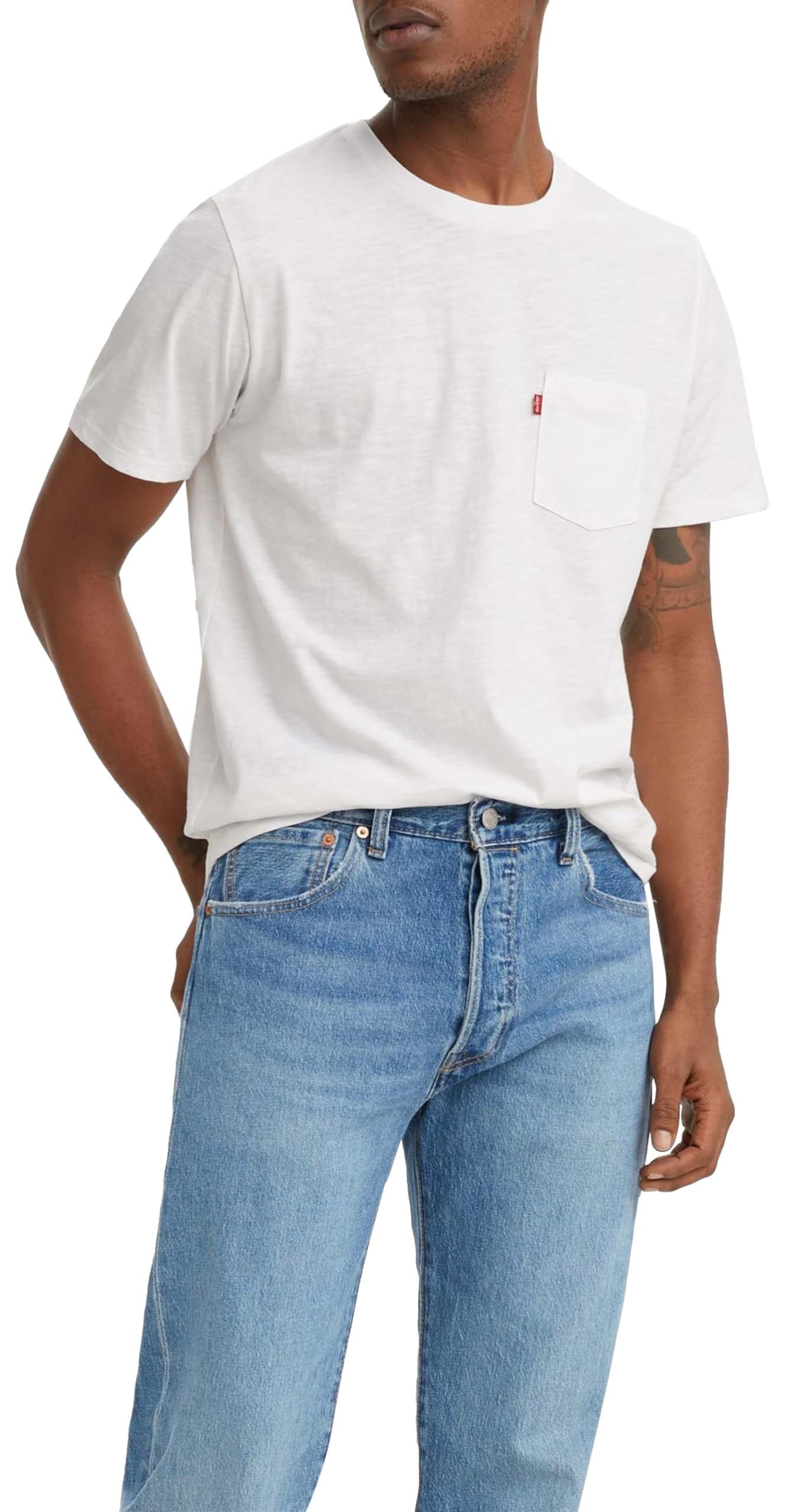Levi's Mężczyźni Short Sleeve Classic Pocket Tee T-Shirt, White + Slub, L