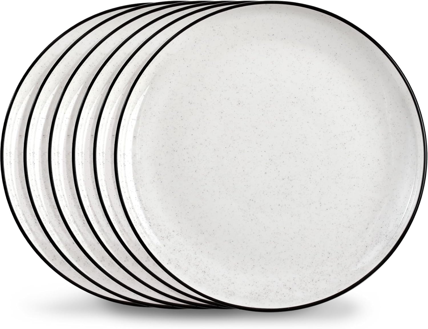 Ceramic White Dinner Plates Set of 6, 10.5 Inch Plates for Kitchen, Microwave Oven and Dishwasher Safe, Modern Dishes Set for Pasta,Steak, Dessert, Salad