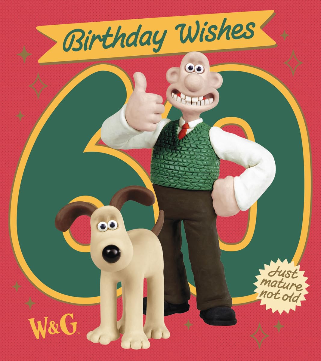 WALLACE & GROMIT BIRTHDAY CARD AGE 60, 60TH BIRTHDAY CARD FOR WALLACE AND GROMIT LOVERS, FOR HIM, HER, SISTER, BROTHER