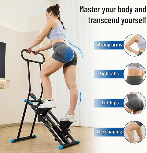 Miniatura 2 de HXD-ERGO - Escaladora para gimnasio en casa, máquina de cardio vertical plegable, escaladora para entrenamiento de cuerpo completo con manillar
