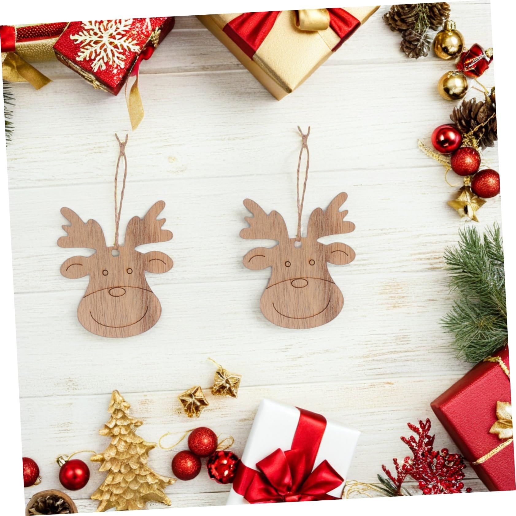 Uonlytech 20 Piezas Adornos de Madera sin Terminar para Árbol de Navidad Decoración Diy con Cortes de Chips de Graffiti para Manualidades y Hogar