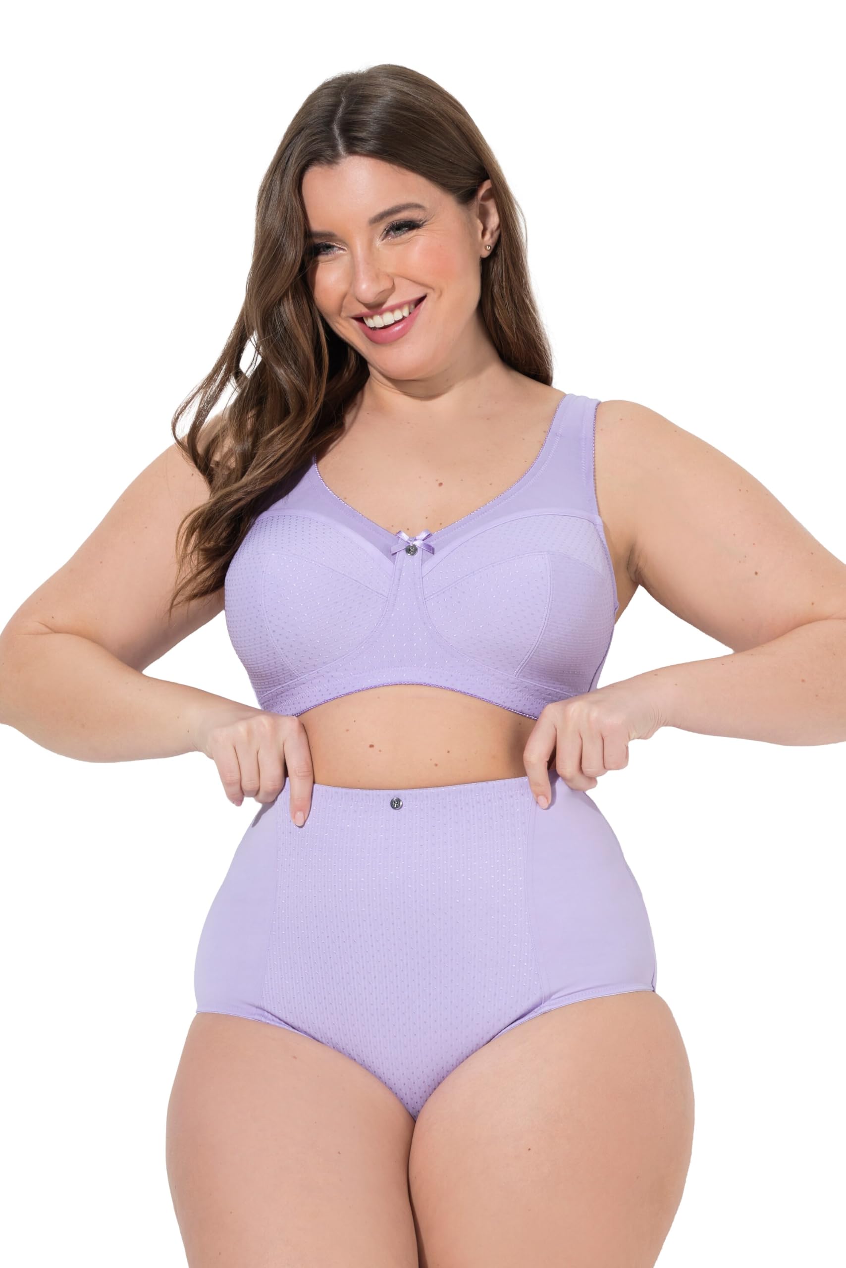 Ulla Popken Women's Delicate Lavender Wear Plus Size Curvy Satin Look Full Coverage Panty 62+ 813137800-62+