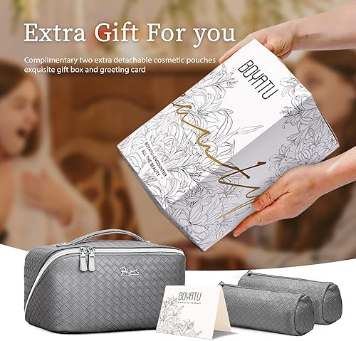 Miniatura 7 de Bolsa de maquillaje organizadora de viaje para cosméticos juego de 3 bolsas de aseo de gran capacidad para mujeres, bolsa de maquillaje portátil con