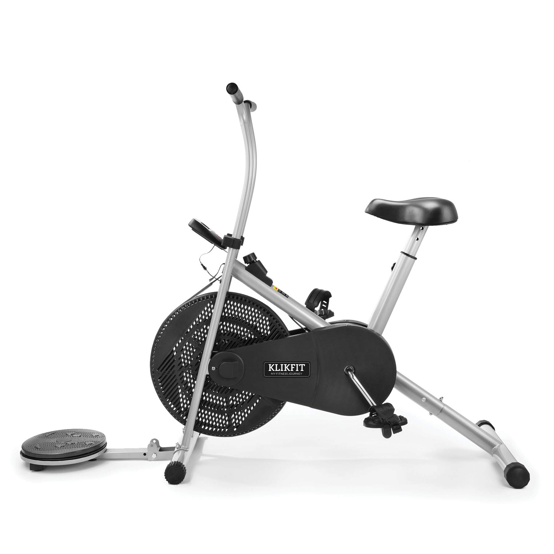 KLIKFIT KF03F Indoor Stationary Air Bike Exercise Cycle with Twister Plate and Installation Support for Home Gym Cardio Full Body Weight Loss Workout, Silver, Black (B08BHSN5QM) Amazon Price History, Amazon Price Tracker
