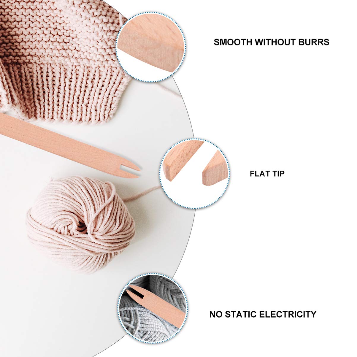 Healifty Natural Wooden Shuttles Weaving Sticks Knitting Tool Sewing Accessories for Sweater Scarf Tapestry Knitted Crafts Large Size