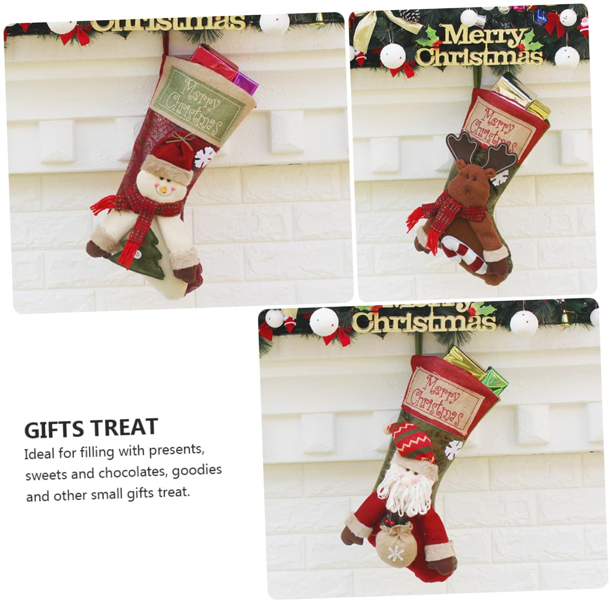 BESPORTBLE 3pezzi Calza di Natale Appesa Calzini Regalo di Natale Goccia Personalizzate