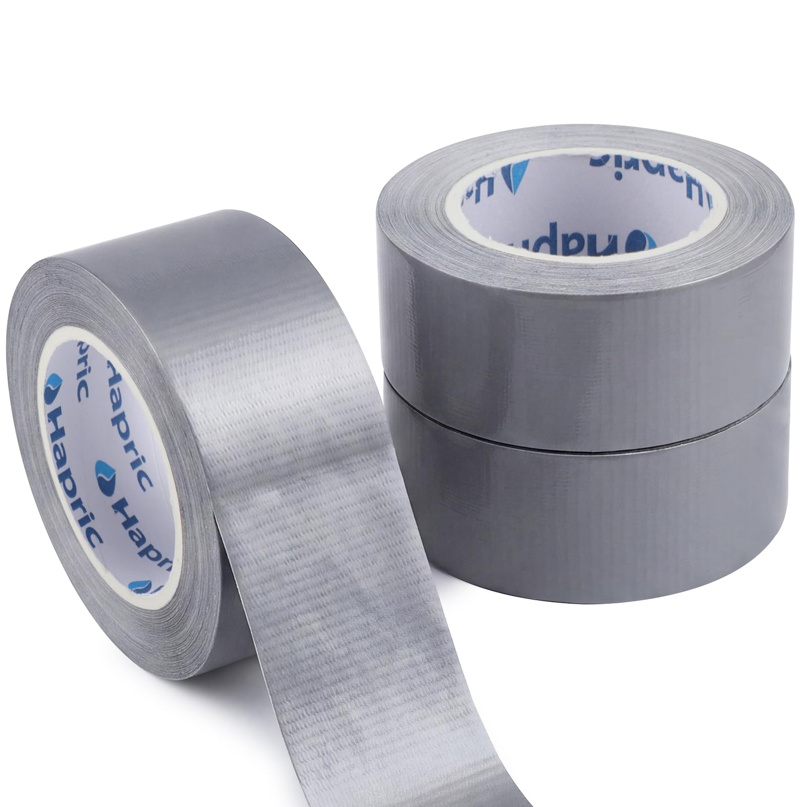 Hapric 48mm x 18m Silver Duct Tape, Pack of 3 Rolls Strong Waterproof Tape Repair Tape - Industrial and Household Applications Pipe Repair and Cable Organization