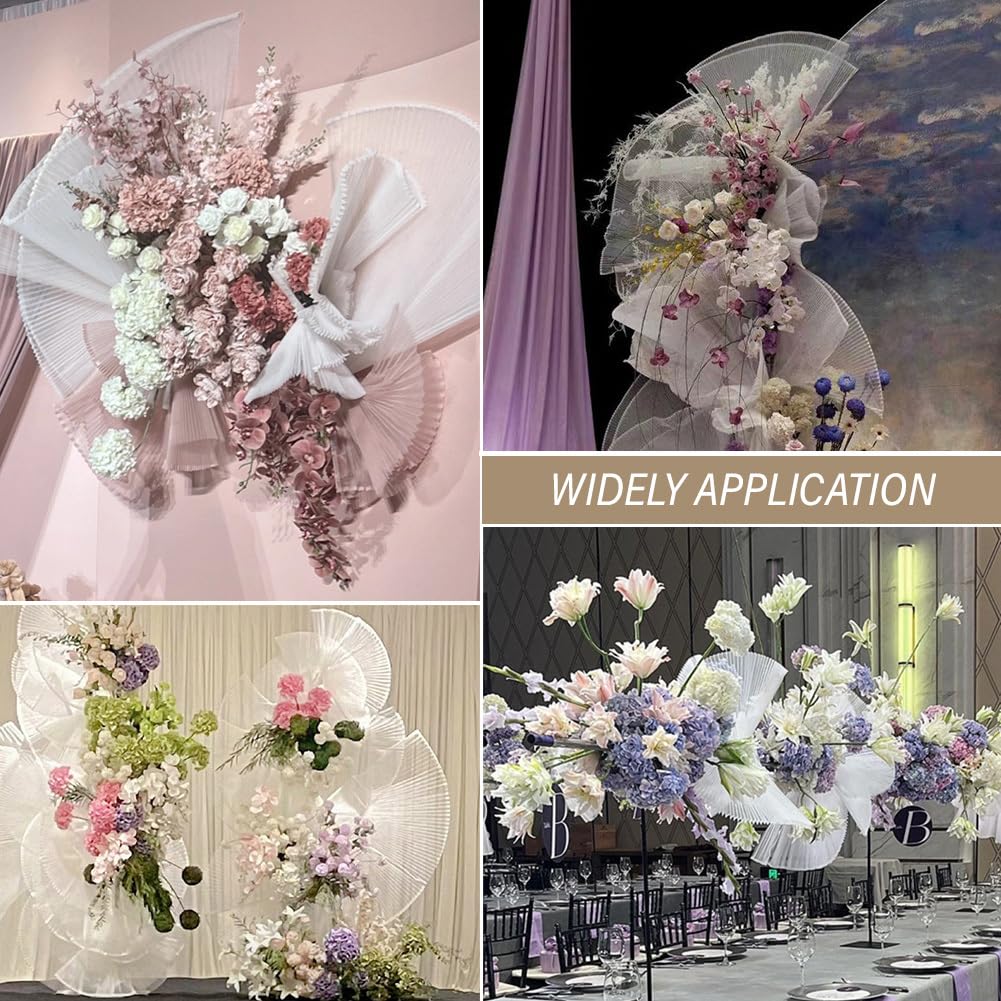 Plissee Organza Stoff 1.5 * 10m Tüllstoff rüschen Stoff Falten Chiffon Harter tüll Kleiderstoff Modestoff Dekostoff für Tischdekoration Party Abschlussfeier Geburtstag Valentinstag Hochzeit