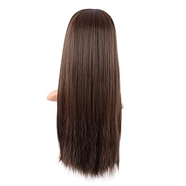 MapofBeauty 24 Inch/60 cm Long Straight Synthetic Hair Heat Resistant Party Cosplay Wig (Brown)