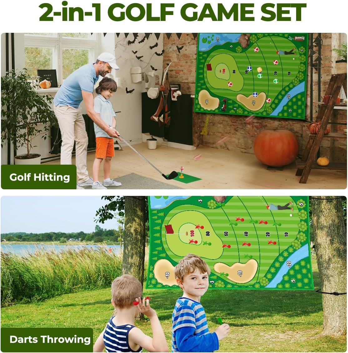 Tapis de Putting Entraînement Golf Set, Golf Putting Piste pour Adultes, Enfants familles Golf Putting Trainer Tapis de Golf pour Intérieur/Extérieur