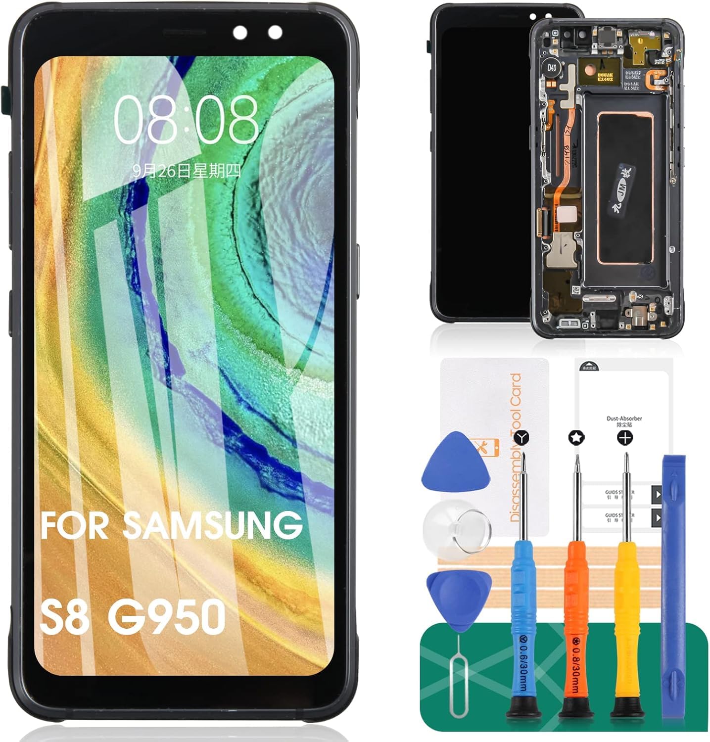 Incell Ersatzdisplay für Samsung Galaxy S8, LCD-Display für Samsung Galaxy S8, SM-G950F, SM-G950U, Digitizer, Touchscreen, Reparaturteil mit Rahmen (nicht für S8 Plus)