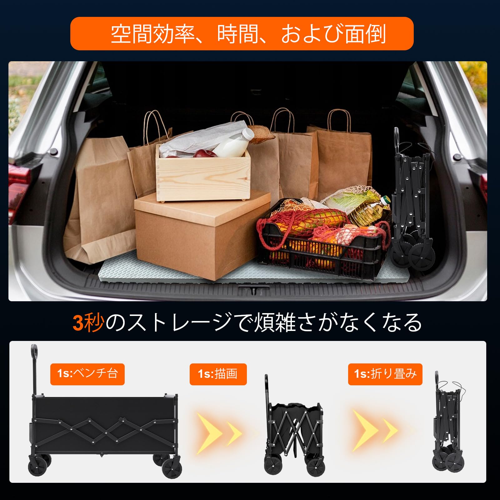 Amazon.co.jp: 【4輪 キャリーカート折り畳み 】軽量キャリーカート