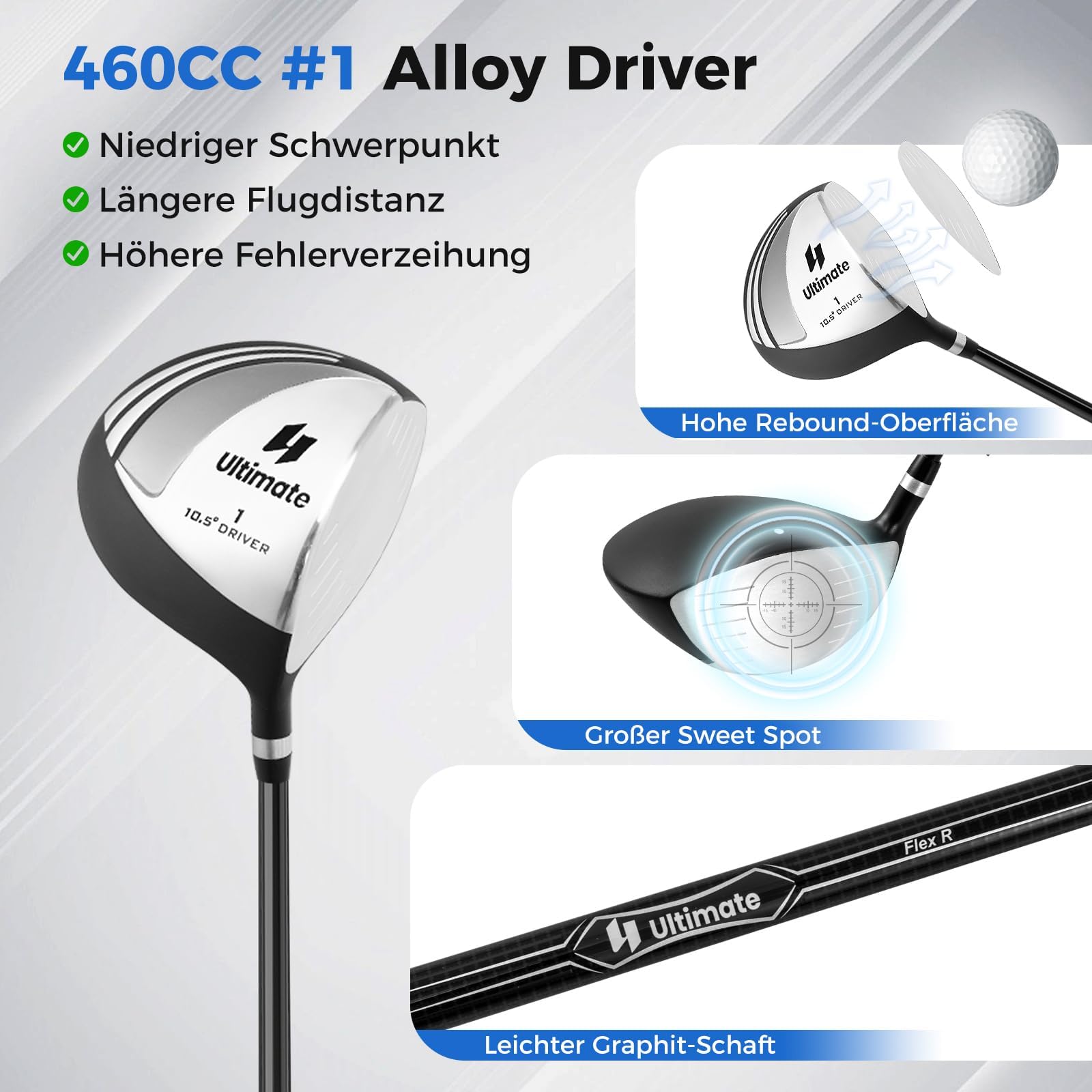 COSTWAY komplettes Herren Golfschläger Set, 9/11/15 teilige Golfschlägersätze rechtshändig mit Golftasche & Regenhaube, Golfset mit Driver & Fairway & Hybrid & Eisen & Putter