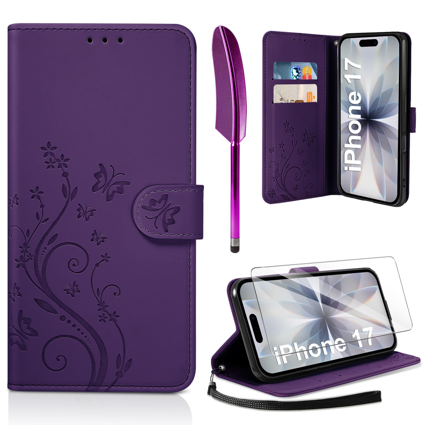 AROYI Lederhülle Kompatibel mit Samsung Galaxy A37 5G Hülle und Schutzfolie, Flip Wallet Handyhülle PU Leder Case Kartensteckplätzen Schutzhülle Kompatibel mit Samsung Galaxy A37 5G Dunkel Blau