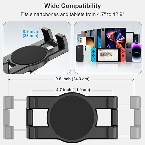 Miniatura 5 de Soporte de aluminio resistente para tableta, tablero de instrumentos para camión, vehículo, escritorio, pared, soporte ajustable de 360 para iPad de