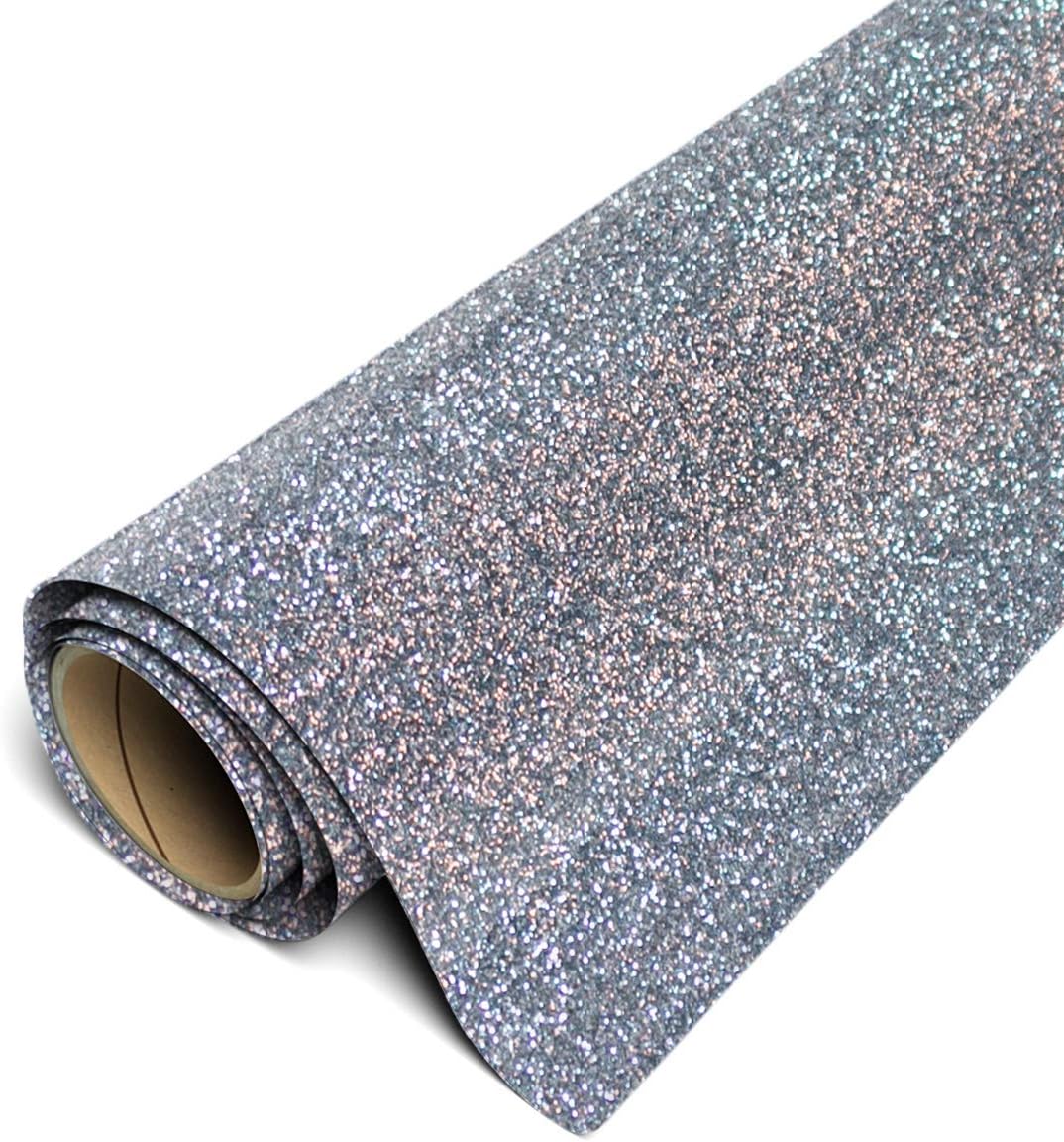 Siser Glitter HTV 20" x 5ft Roll - Iron on Heat Transfer Vinyl (Black Silver)