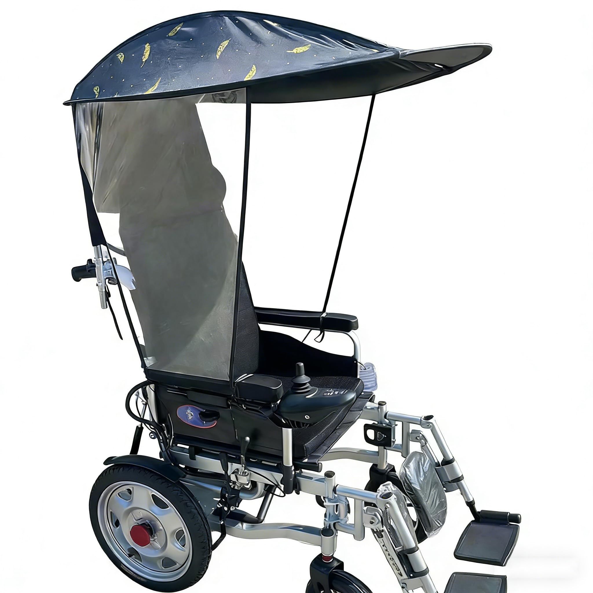 Cubierta para silla de ruedas para lluvia y sol, barra de altura ajustable, abrazadera antideslizante, material duradero, no se desgasta