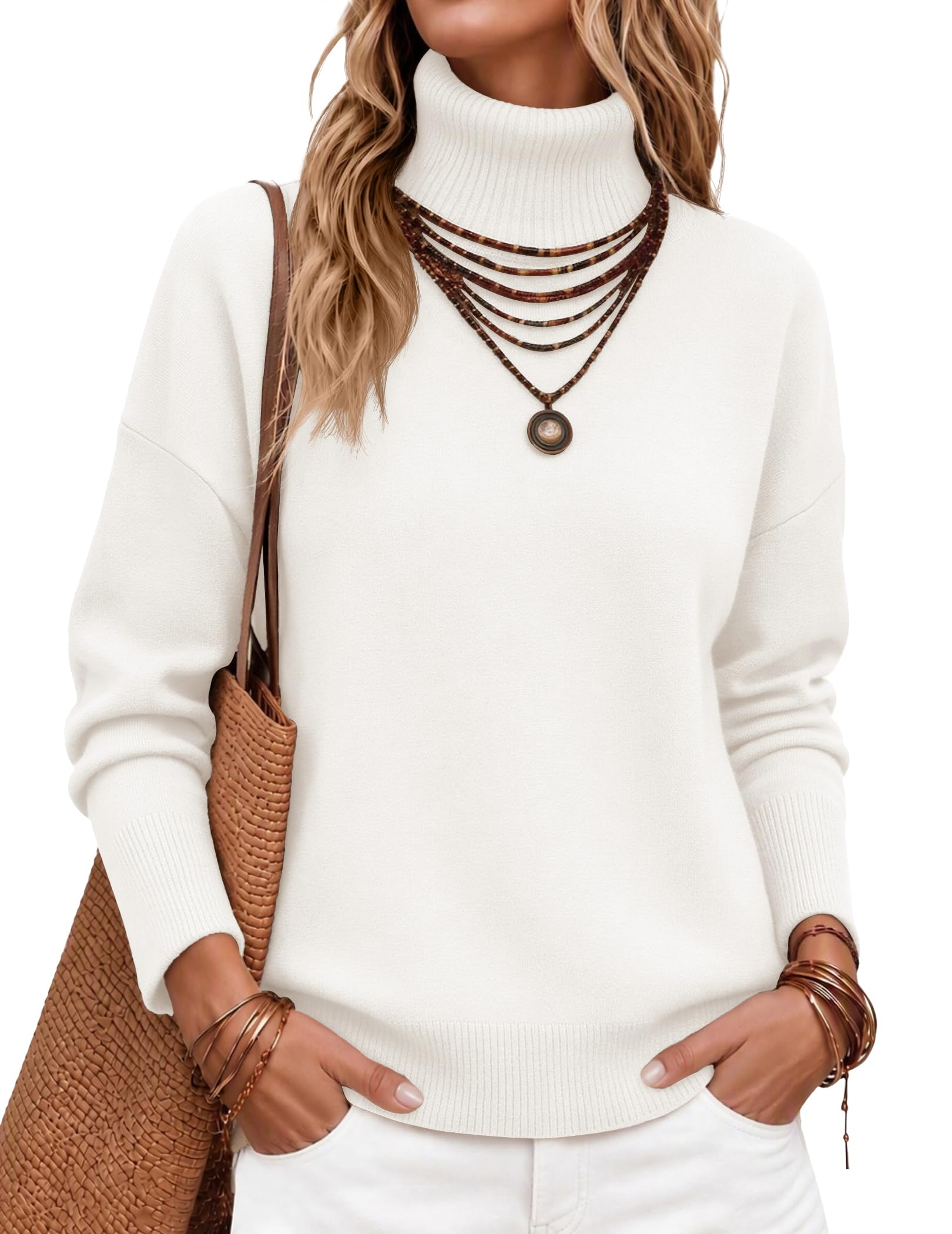 Zeagoo Women's Turtleneck Sweater 2026 Fall Winter Chunky Knitted Pullover