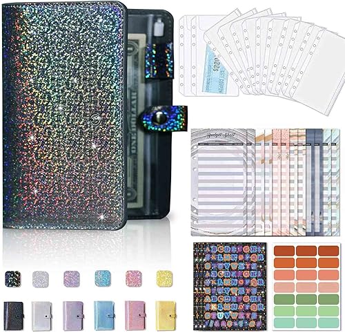 Carpeta de presupuesto A6 con 12 sobres con cremallera para presupuestos, organizador de dinero para cash stuffing, libro carpeta de ahorros,