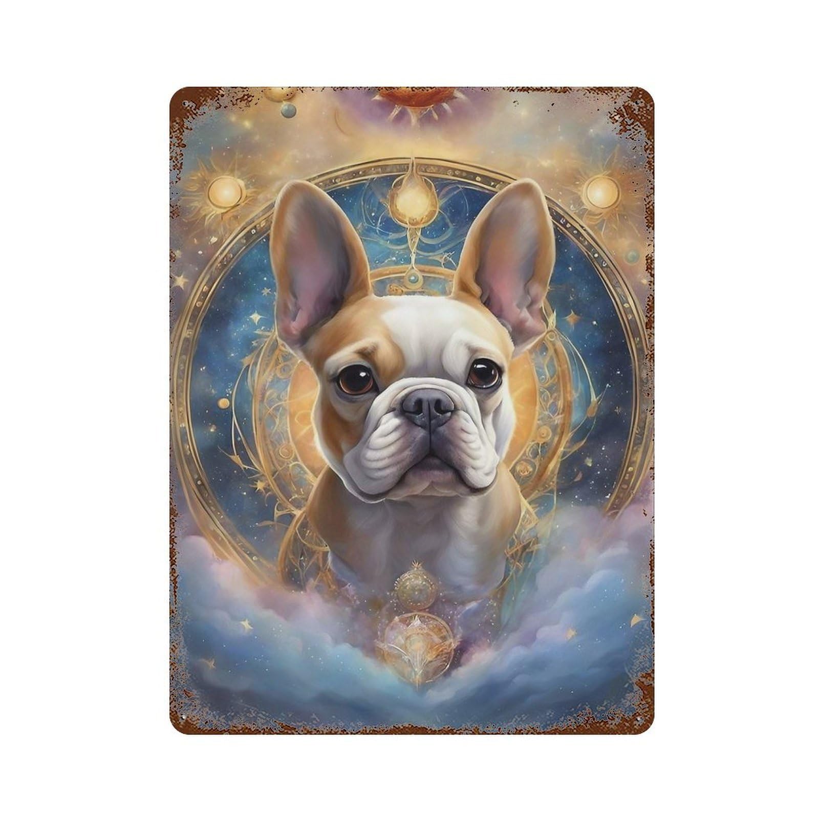 Dog00048 Rust Effect Tin Sign 15.7"x11.8", Industrial Home Decor for Bistro, Counter And Cafe Decor