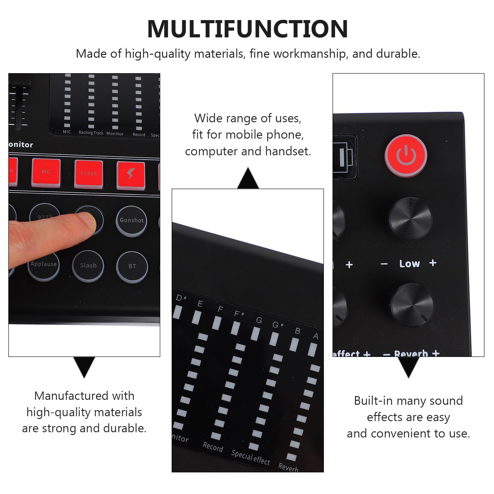 Carte Son Externe M9 pour Ordinateur et Téléphone, Noir